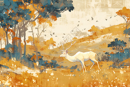树林里的白鹿背景图片