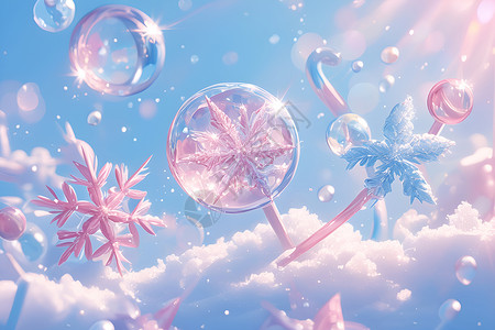 冰霜模式糖果在雪地中闪耀插画