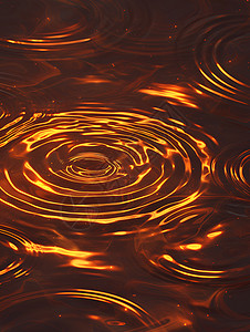 水面涟漪金色流光的水面插画
