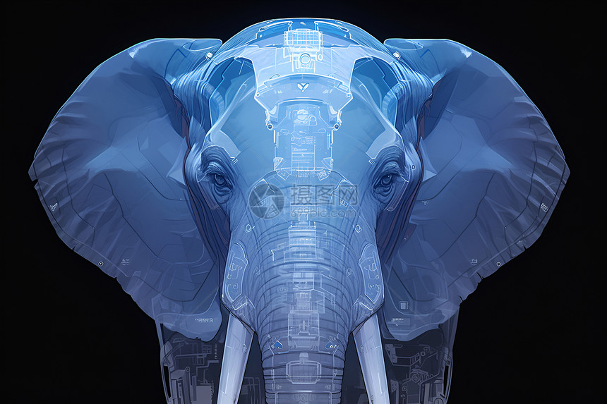 大象头部有极其复杂的机械结构图片