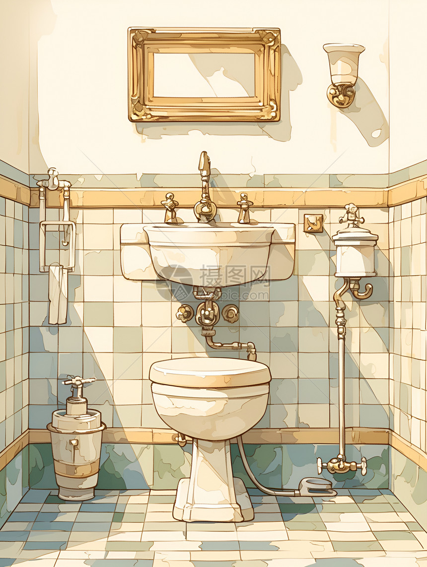 复古式的卫生间图片