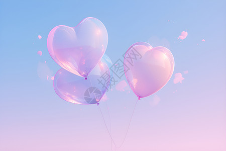 梦幻爱心爱心形状的气球插画