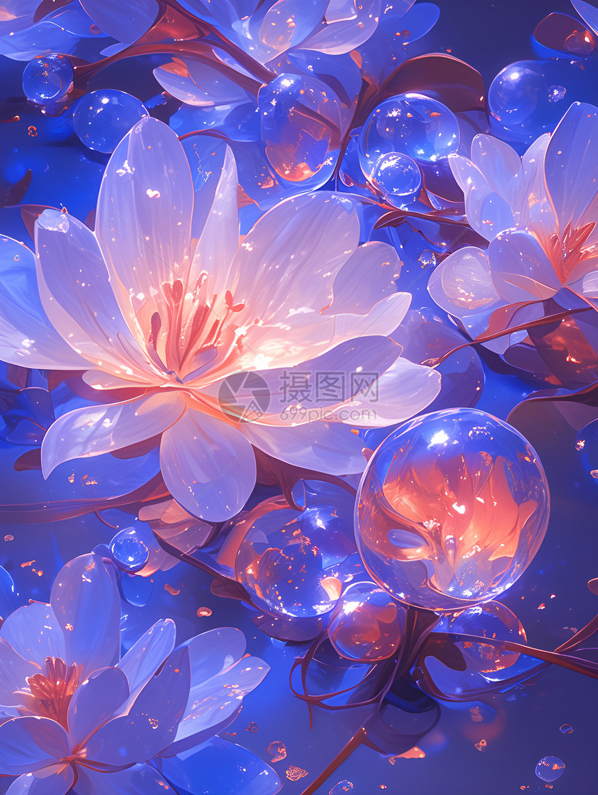 水中花卉幻境图片