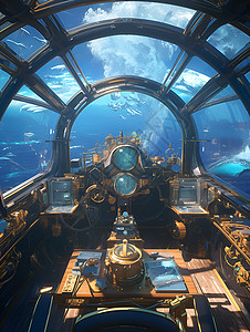 海底的舰艇背景图片