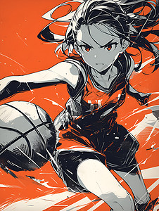 设计的漫画篮球少女背景图片