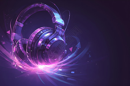 紫色彩光耳机背景图片