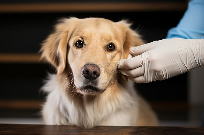 兽医给小狗检查耳朵图片