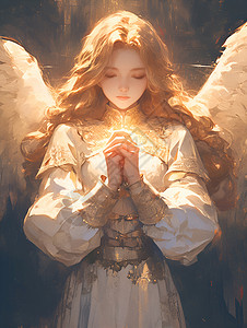 守护天使毛笔字守护希望的天使插画