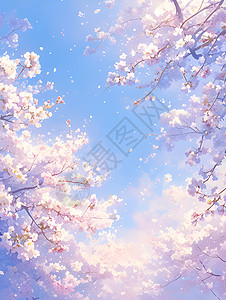 蓝天下的樱花背景图片