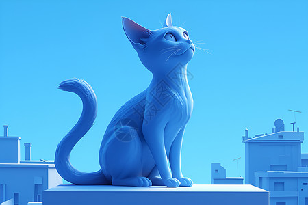 蓝色背景中的时尚猫背景图片