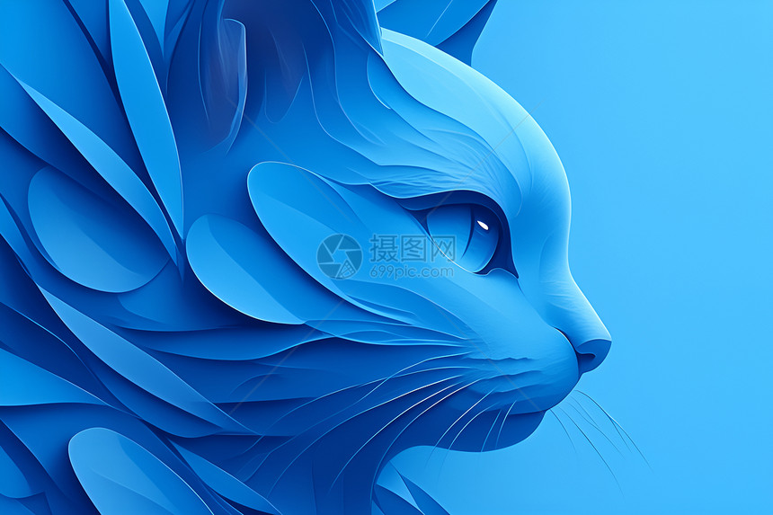 剪影风格的蓝猫图片