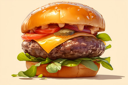 诱人至极的汉堡插画背景图片