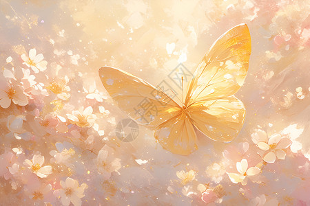 金色蝴蝶翩翩起舞背景图片