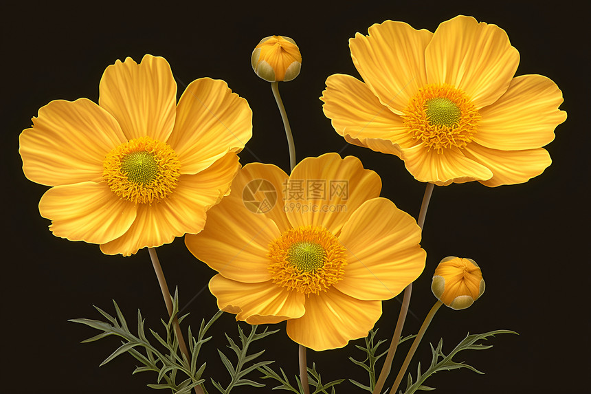 美丽的黄色小花插画图片