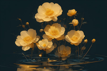 水中的花卉背景图片