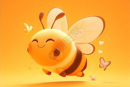 可爱小蜜蜂插画背景图片