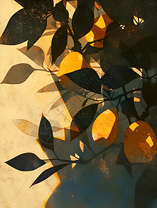 水彩艺术柿子树背景图片