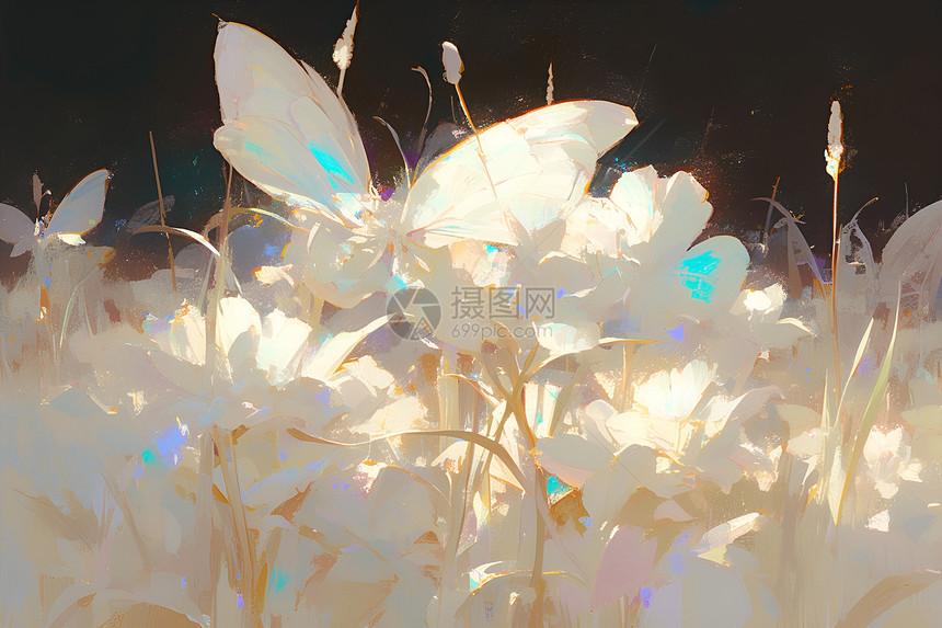 梦幻花朵和蝴蝶图片