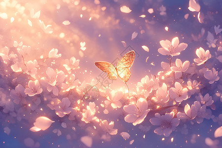 花丛中的蝴蝶背景图片
