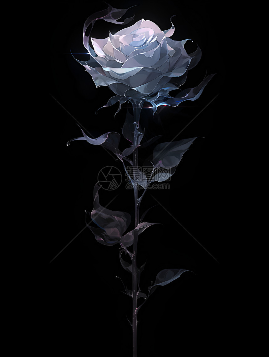 黑背景下展示的简主义玫瑰图片
