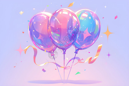 绚丽幻梦三个气球连结背景图片
