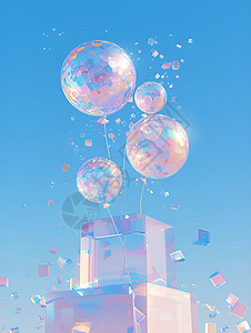 色彩丰富的奇幻气球背景图片