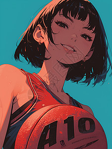 卡通篮球人物阳光少女的篮球运动插画