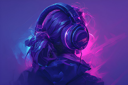 动感的紫色耳机背景图片