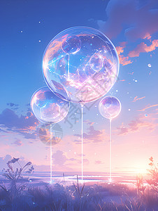 梦幻的气球景观背景图片