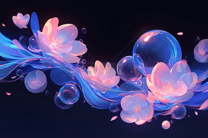 奇幻的泡泡花朵图片