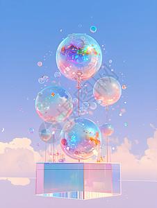 梦幻的气球插画背景图片