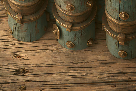 船的铜配件木纹船桅高清图片