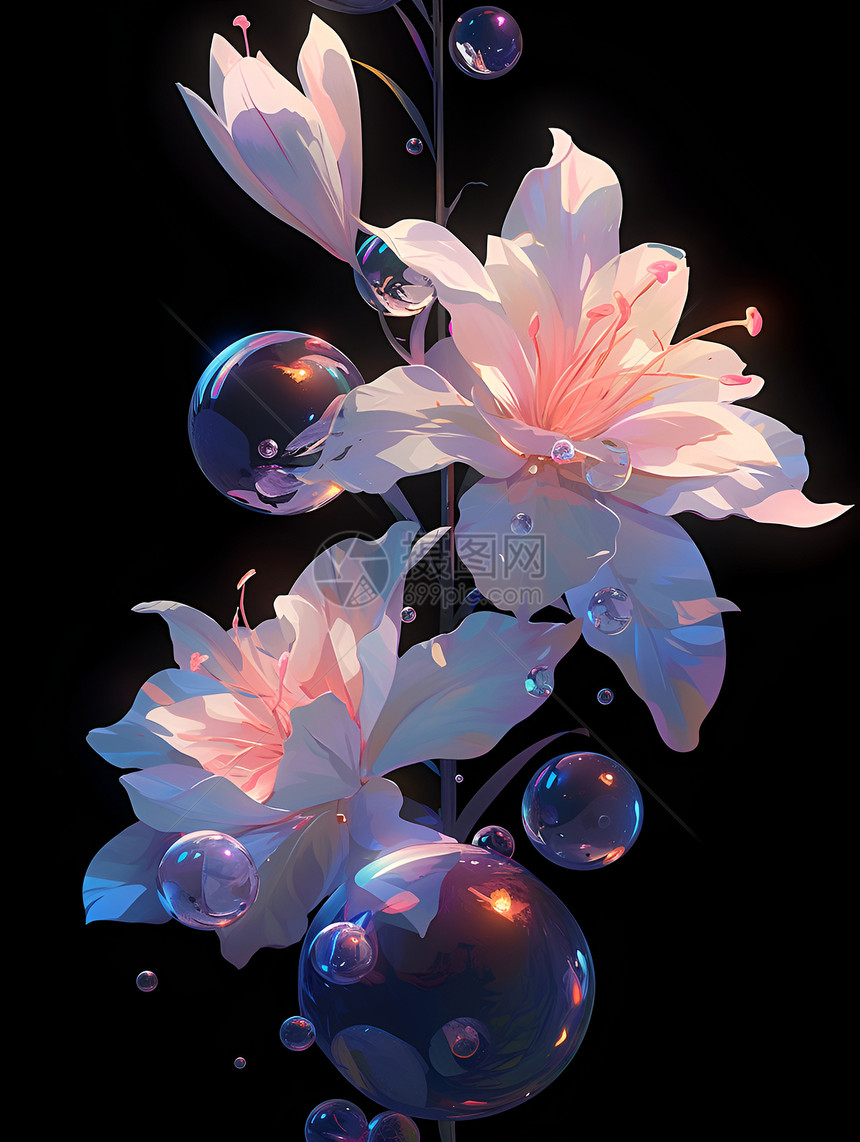 花与泡泡图片