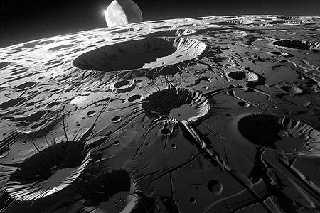立体感图片月球撞击坑痕插画
