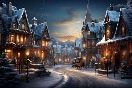 夜晚小镇的房屋背景图片