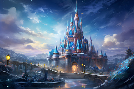 梦幻的城堡建筑物背景图片