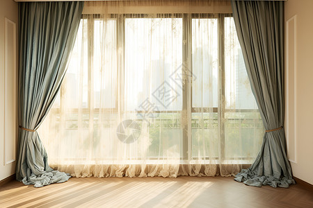 典雅的落地窗帘背景图片