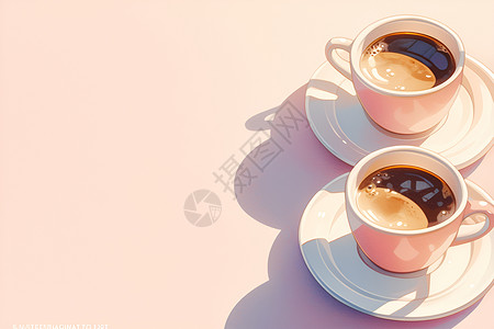 瓷器设计粉色咖啡杯插画