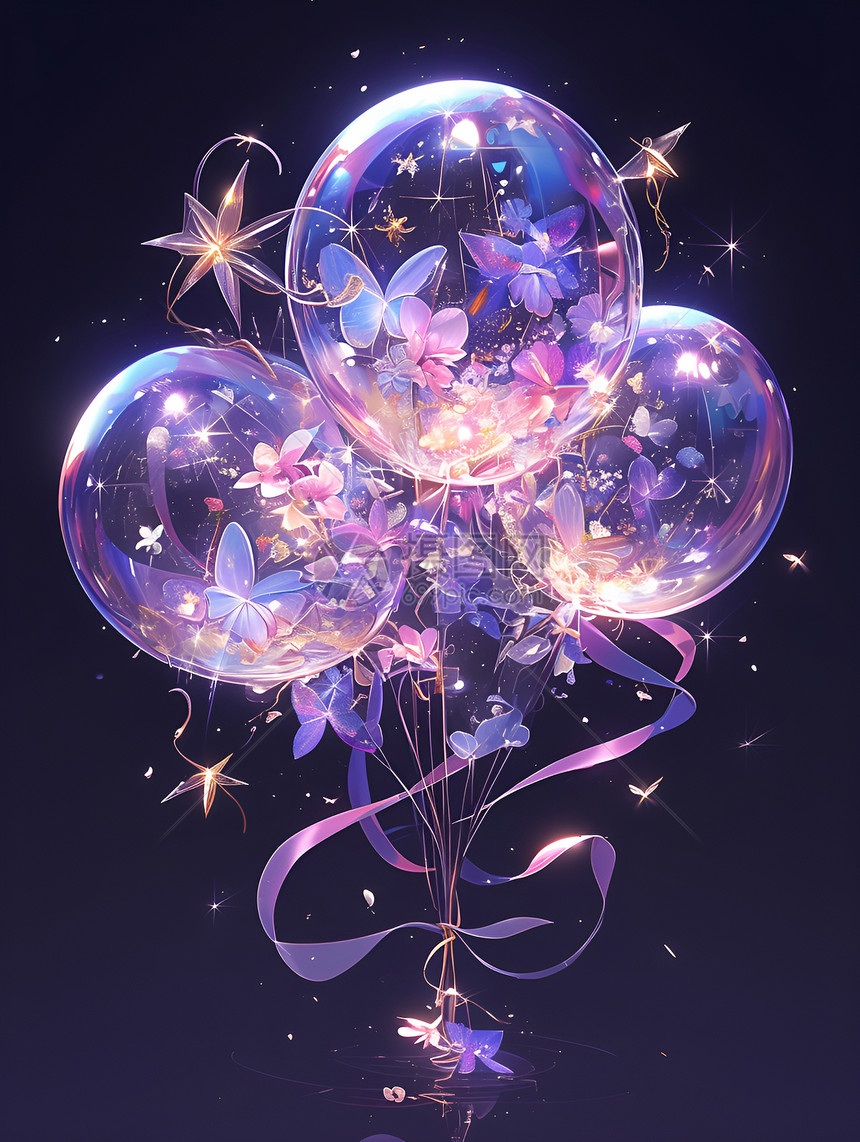 气球中的美丽蝴蝶图片