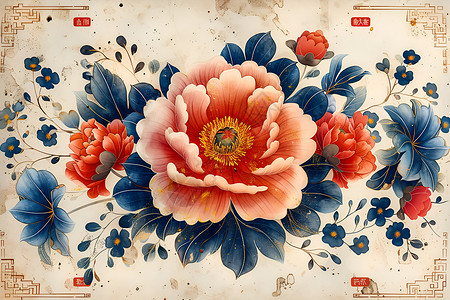 红色的牡丹花背景图片