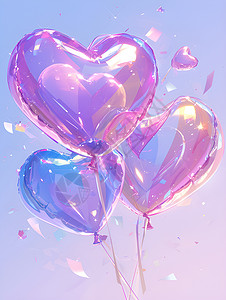 爱心气泡三个爱心气球插画