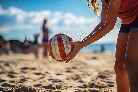 夏季学生穿搭沙滩排球背景