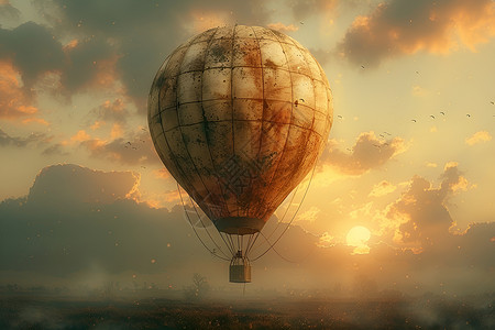 日落时分的热气球背景图片