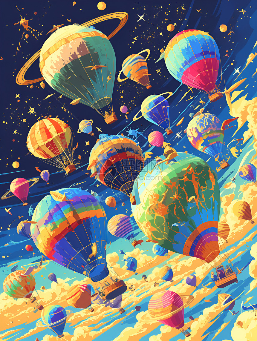 五彩缤纷的热气球图片