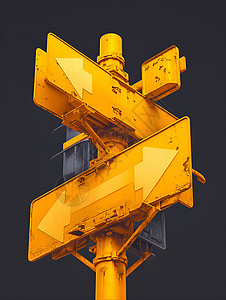 夜空下的黄色路牌高清图片