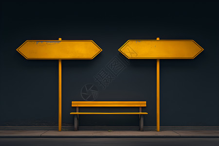 海河两侧椅子两侧的指示牌插画