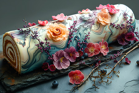 港式糕点神秘绚丽的蛋糕卷设计图片