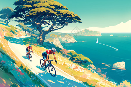 海边的自行车手背景图片