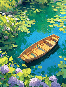 湖上小船背景图片