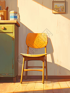 实木柜子房间里的木质椅子插画